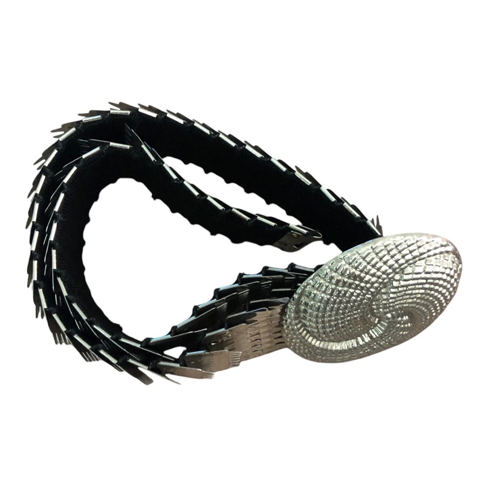 🌟Vintage Metal Belt Silver Snake Fish Scale Disco Elastic Stretch floral buckle🌟 - Picture 9 of 14